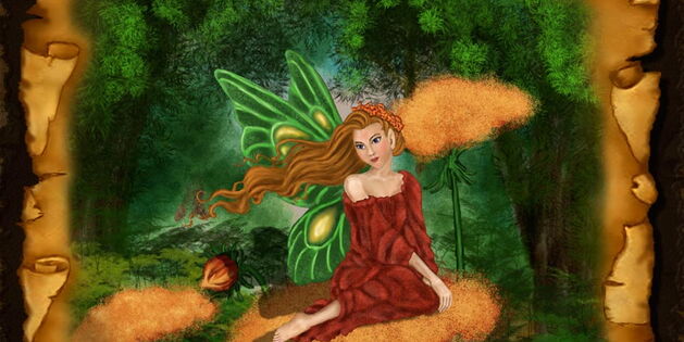 Eine kleine Elfe aus dem Fantasywald