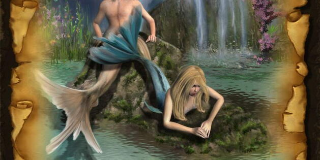Fantasy-Bild von einer Nixe und einem Wassermann